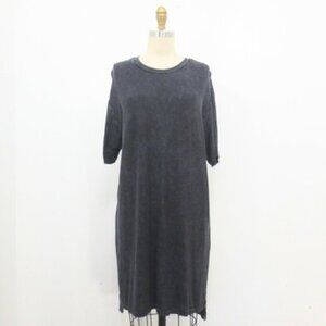 Vintage Joah Brown Gray Ribbed Round Neck Shift T-Shirt Dress 0227EW - Size M/L